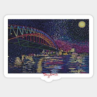 Sydney Harbour Bridge Night Vivid Sticker